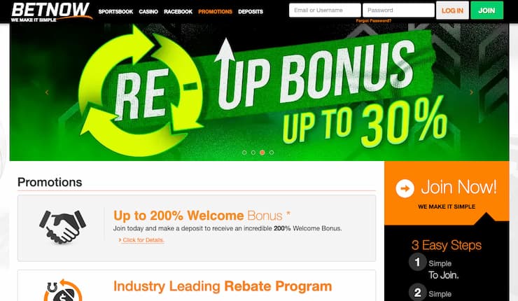 A snapshot of BetNow, one of our top rated esports betting sites.